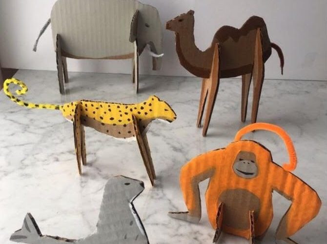 Cardboard Animals Housebound with Kids