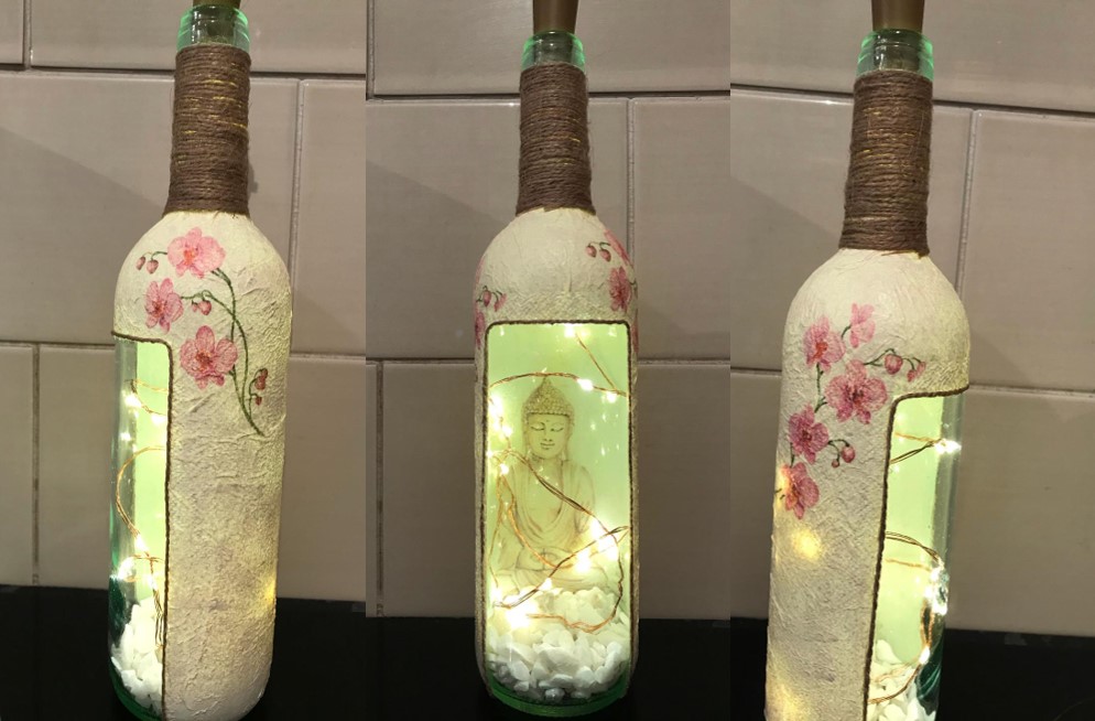 Wine Bottle Lamp - Housebound with Kids