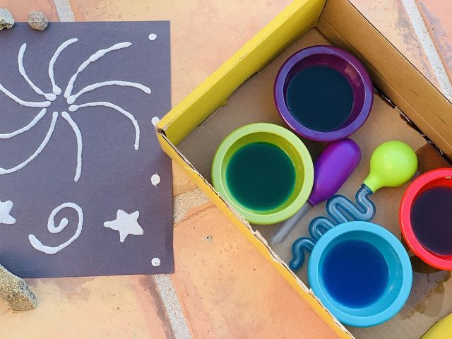 Fireworks Art for Kids with Glue, Salt, and Watercolors - Frugal Fun For  Boys and Girls